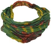 Gheri Cotton Nepalese Tie Dye Hippie Colorful Headwrap Headband Green Spiral