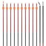 Szeo 30 inch Carbon Arrow Fluorescence Color Targeting Practice Hunting Arrows for Compound Bow Recurve Bow with Removable Tips (Pack of 12)