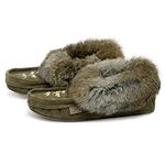 Laurentian Chief Moccasin Slippers for Woman - Orlon Beaded Slippers with Fur Trim and Padded Sole, Canada Quality Womens Slippers, Comfortable Stylish Indoor Moccasins for Women