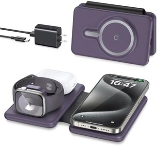 Wireless Charger iPhone - 3 in 1 Charging Station for Apple Devices for iPhone 16 15 14 13 12 Pro Max Plus - Foldable Magnetic Charging Pad for Apple Watch Series & Airpods Series