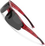 SIPLION Polarized Sunglasses Men Sports: UV400 Protection Anti-Slip Wrap-Around TR90 Frame for Driving Fishing Golf Running (Red Frame/Black Lens(not Mirrored)-upgrade, As the picture)