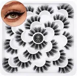 DYSILK Lashes Mink Eyelashes Fluffy - Cat Eye Lashes 10 Pairs 6D Eye Lashes Pack Fake Eyelashes Russian Strip Lashes Reusable Lashes Wispy Lashes That Look Like Extensions | 16mm