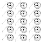 Fowecelt Mini Mirror Disco Ball - 15pcs Mini Disco Ball Baubles Silver Hanging Disco Party Accessories Mirrorballs Decorations for 50's 60's 70s Disco DJ Lighting Effect Stage Props