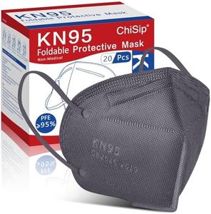 ChiSip KN95 Face Mask 20Pcs, 5 Layer Design Cup Dust Safety Masks, Breathable Protection Masks Against PM2.5 Dust Bulk for Adult, Men, Women, Indoor, Outdoor Use, Gray
