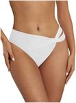 OYOANGLE Women's Twisted Front Bikini Bottom Mid Rise Textured Swimsuit Bathing Suit Bottoms White Large