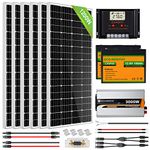 ECO-WORTHY Solar Panel Kit System 1200W: 6pcs 195W Solar Panels+ 2pcs 100Ah Lithium Batteries+ 3000W Pure Sine Wave Inverter+ 60A Charge Controller, Complete Solar Panel Kit for Off Grid Life