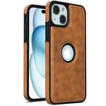 Pikkme Back Cover | Flexible Pu Leather | Full Camera Protection | Raised Edges | Super Soft-Touch | Bumper Case for iPhone 15 Plus (Brown)