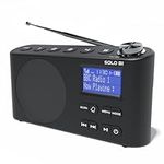 DAB DAB+ FM Digital Radio, Bluetooth, Portable, Dual Alarm, Rechargeable Battery & Mains, AUX, Headphone, 60 Presets, Sleep timer (Azatom Solo Black)