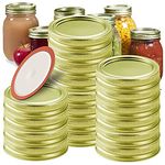 24 PCS Regular Mouth Canning Lids, 70MM Mason Jar Lids & Rings for Ball Mason Jars, Split-Type Leakproof Storage Can Covers Caps (Includes Lid and Band, Gold)