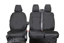 Tailored Waterproof Heavy-Duty Seat Covers to fit the Ford Transit Custom Van 2013 2014 2015 2016 2017 2018 2019 2020 2021 2022 2023 | Driver & Double Set, Black