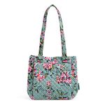 Vera Bradley Women's Multi-Compartment Shoulder Satchel Purse Handbag, Rosy Outlook-Recycled Cotton, One Size