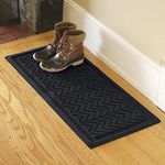 Bungalow Flooring Waterhog Indoor/Outdoor Boot Tray, 15 by 36 inches, Made in USA, Skid Resistant, Easy to Clean, Catches Water and Debris, Chevron Collection, Charcoal