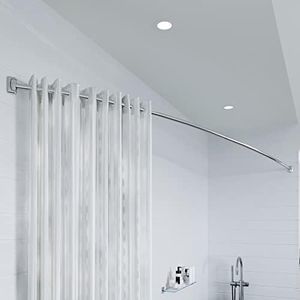 Croydex Stainless Steel Premium Extendable Telescopic Curved Rod, 1080 - 1850mm