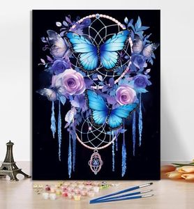 croshom Adults Paint by Number- Dream Catcher Paint by Numbers Kits on Canvas for Beginners, Butterfly Acrylic Painting by Numbers Kits Without Frame for Home Decor 12x16 inch