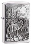 Zippo Windproof Lighter, Metal Long Lasting Zippo Lighter, Best with Zippo Lighter Fluid, Refillable Lighter, Perfect for Cigarettes Cigars Candles, Pocket Lighter Fire Starter, Wolf Collection