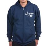 CafePress Vegan AF Zip Hoodie (Dark) Men's Dark Zip-Up Hoodie Sweatshirt Navy