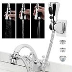 Kitchen Faucet Hose Attachment, Sink Sprayer Replacement Head with 6.5 Ft Stainless Steel Hose, Water Saving Aerator with 3-Way Diverter Valve for Hair Washing Laundry Room and Pet Shower