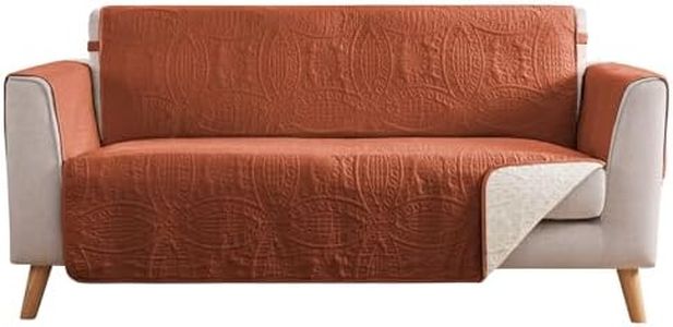 Pamhaven Orange Loveseat Covers for 2 Cushion Couch, Water-Repellent Sofa Slipcover for Love Seat, Machine Washable Quilted Couch Covers, Pet Friendly Sofa Cover (Loveseat 56", Burnt Orange)