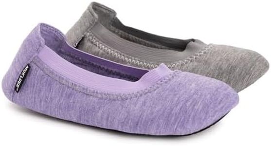 MUK LUKS Women's 2 Pack Travel Ballerina Set Slipper, Grey, Large