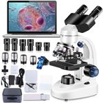 Woehrsh Compound Binocular Microscope H10x and WF50x eyepieces, 40X-2000X Magnification USB Camera, Microscope for Adults Suitable for Laboratory School Home Education.
