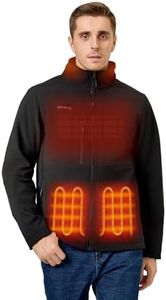 ORORO Men's 5 Heat Zones Softshell Heated Jacket with Power Bank, Fleece Lined Heated Coat (Black, XL)