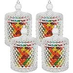 Hedume 4 Pack Crystal Candy Jar with Lid, Glass Food Storage Organization Set Suitable as Candy Dish, Cookie Tin, Food Storage and Organization (Diameter 3.3 Inch)