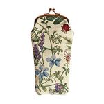 Signare Tapestry Glasses Case for Women Eyeglass Case with Garden Flower and Creatures (Morning Garden, GPCH-MGD)