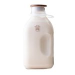 Almond Cow - Glass Pitcher with Lid and Spout, Bottle for Refrigerator, Clear Milk Jug, Food-Grade Glass Liquid Container, 60 fl oz Capacity, 5 x 4 x 10 Inches