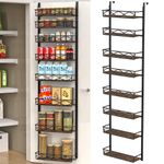 VyGrow Over The Door Pantry Organizer, 8-Tier Wood & Metal Over The Door Organizer with Adjustable Basket, Hanging Spice Rack, Door Organization and Storage for Kitchen Pantry Door Cabinet, Black