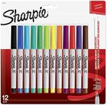 Sharpie 37175 Permanent Markers, Ultra Fine Point, Assorted Colours, 12 Count