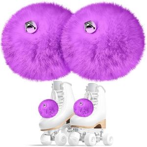Bestookits Roller Skate Pom Poms With Bells, Roller Skate Decorations | Skating Outfit Ice Skating Accessories for Girls Women 2 Pieces