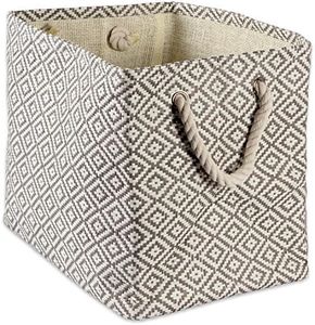 DII Woven Paper Storage Bin, Geo Diamond, Gray, Medium Rectangle