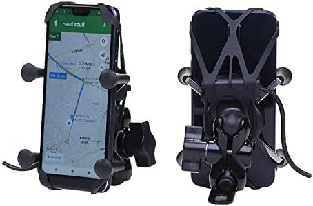 GRAND PITSTOP®Motorcycle Universal Phone Holder Bike Phone Mount Compatible with 4" to 6" Phone Sturdy Holders for Grip| 360° Phone Protection| Aluminium Clamp Black