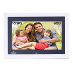 Miracle Digital 10 inch (25.4cm) IPS Wooden Digital Photo Frame Built in 8GB Memory & 2GB RAM High Def. Screen,USB, SD Card Support Photo SlideShow,Vdeo,Audio,180°Wide Angle Viewing (Wooden White)