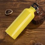 Lazooy Aluminum Round Canteen Water Bottle, Water Carrier Drinking Bottle for Travel Sports Camping Hiking Outdoor Recreation with Hook Portable BPA Free 25 Oz Yellow