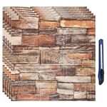 uxcell 3D Wall Panels Peel and Stick, 30PCS Foam Brick Wallpaper for Bedroom Faux Stone Wall Panel Self-Adhesive Wallpaper (Browm Brick)