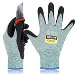 DEX FIT Level 5 Cut Resistant Gloves Cru553, 3D Comfort Stretch Fit, Power Grip, Durable Foam Nitrile, Smart Touch, Machine Washable, Thin & Lightweight, Green 9 (L) 1 Pair