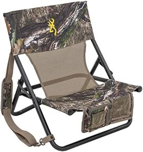 Browning Low-Profile Woodland Hunting Chair with Flat-Folding Design, Durable Steel Frame, Hanging Call Organizer Pocket, and Padded Shoulder Carry Strap, Mossy Oak Country DNA