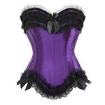 ICEGIA Women's Lace Up Boned Overbust Corset Bustier Lingerie Bodyshaper Top, Purple of S070, S