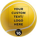 DISCOUNT PROMOS Custom Tennis Ball Stress Balls Set of 10, Personalized Bulk Pack - Stress Relief, Perfect for Your Desk, Office or Home - Yellow