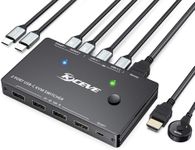 USB C KVM Switch 4K@60Hz,Camgeet USB C Switch 2 Computers Share 1 Monitor and 4 USB Devices,with 100 W Power Delivery Option,Wired Remote and 3 Cables Included (USB C in HDMI Out)