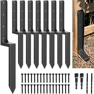 AKINGKONG Fence Post Repair Kit - Thickened 11-Gauge Steel Anchors & Stakes for Broken/Leaning 4x4/6x6 Wood Posts (One-Piece, 8-Pack)