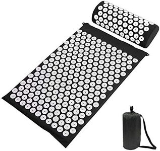 Massage Acupressure Mat Yoga Sit Lying Mats Pain Stress Soreness Relax (Black(Mat+Pillow+Storage Bag))