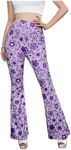 OYOANGLE Women's Floral Print High Waist Yoga Pants Wide Leg Pants Bell Bottom Trousers Striking Purple Medium