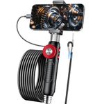 Borescope 1080P Articulated Dual Direction for iPhone and Andriod Endoscope 6.2mm Camera Probe with Light Lights for Automotive Engine Plumbing HVAC Inspection 2.95ft Cable