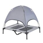 PawHut Elevated Dog Bed with Canopy, Portable Raised Dog Cot for L Sized Dogs, Indoor & Outdoor, 36" x 30" x 35", Grey