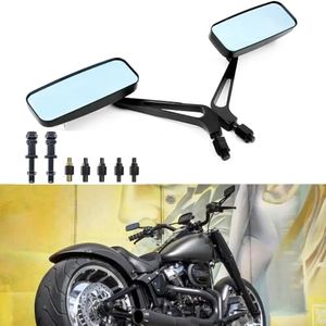 BISHERDER Rectangle Motorcycle Rear view Mirrors 8mm/10mm Black Universal Motorcycle Mirrors for Harley Softail Sportster Chopper Bobber Honda ATV Scooter Kawasaki Cruiser Suzuki Victory and More
