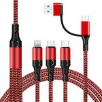 Multi Charging Cable, Multi USB Cable 5 in 1 Charging Cable Braided USB A/C Multi Charger Cable Fast Charging with Type-C/Micro/IP Port, Universal Charger for Phone 16 15 14 13 12 11 and More