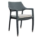 BrackenStyle Oasis Stacking Rattan Garden Armchair - Patio Arm Chair With Light Grey Cushion