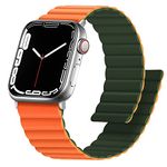 Anlinser Magnetic Straps Compatible with Apple Watch Strap 49mm 46mm 45mm 44mm 42mm 41mm 40mm, Double Side Reversible Band for iWatch Ultra 2 Series 10/9/8/7/6/SE (42/41/40/38, Green/Orange)